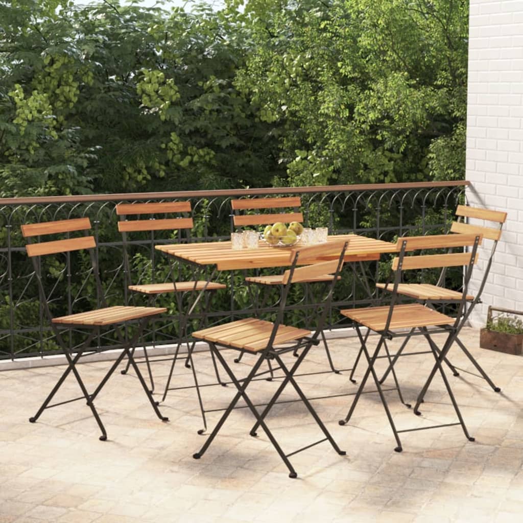 E-shop Multidom Skladacie bistro stoličky 6 ks tíkový masív a oceľ