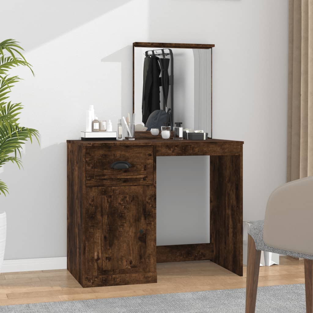 E-shop Multidom Toaletný stolík so zrkadlom dymový dub 90x50x132,5 cm drevo