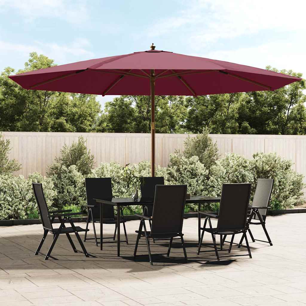E-shop Multidom Záhradný slnečník s drevenou tyčou bordovo-červený 400x273 cm