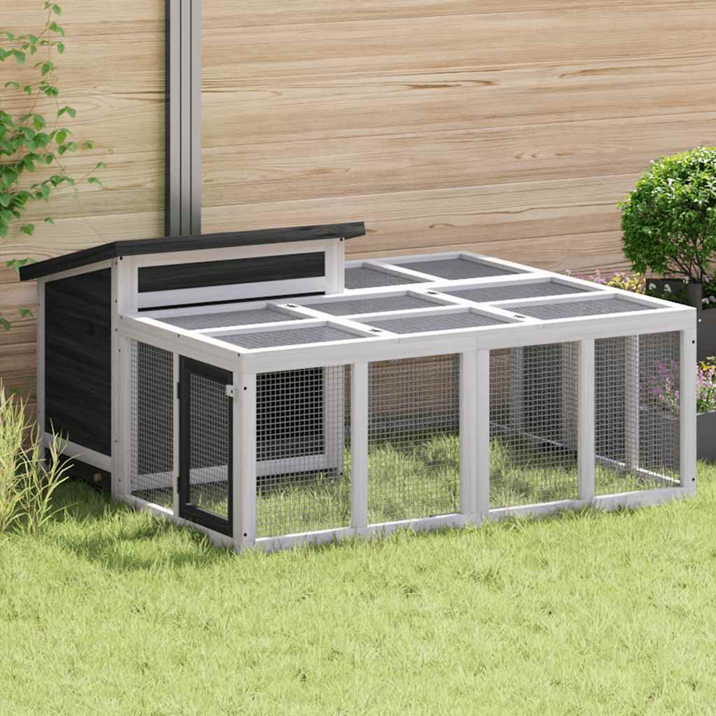 E-shop Multidom Králikáreň sivá 144x123x67,5 cm masívna borovica