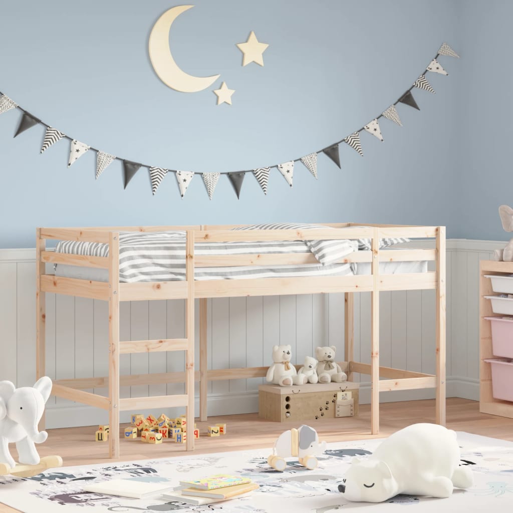 E-shop Multidom Detská vyvýšená posteľ s rebríkom 80x200 cm masívna borovica