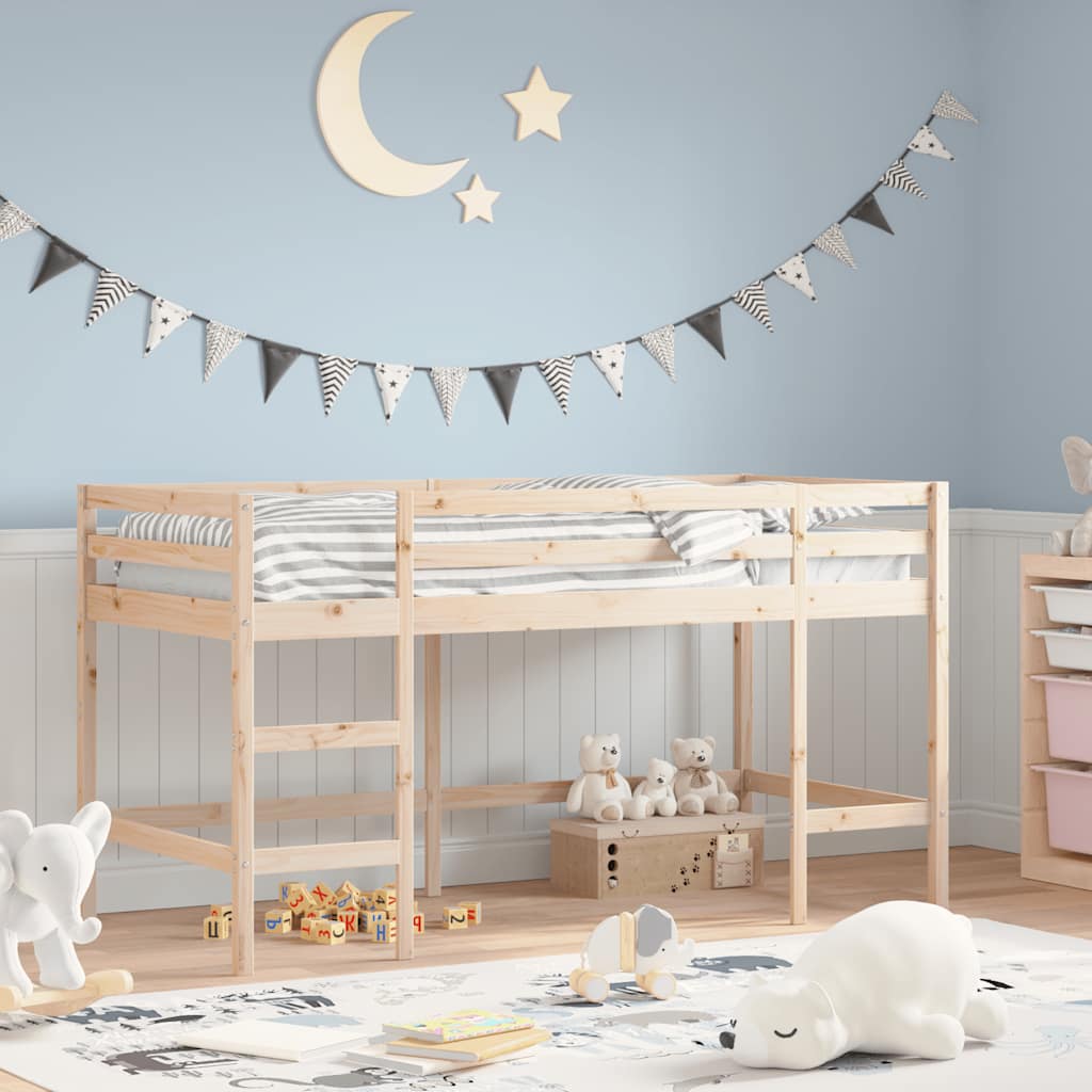 E-shop Multidom Detská vyvýšená posteľ s rebríkom 90x190 cm masívna borovica