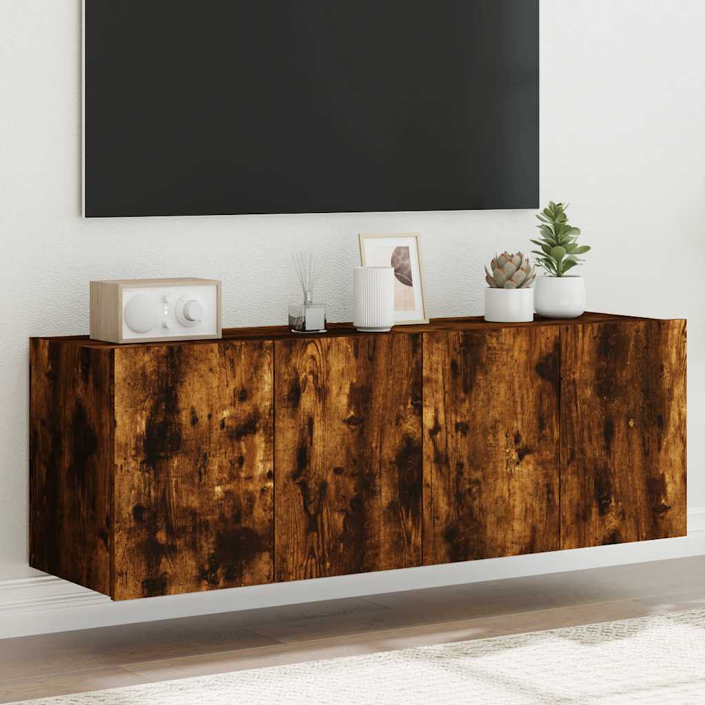 E-shop Multidom TV nástenné skrinky s LED svetlami 2 ks dymový dub 60x35x41 cm