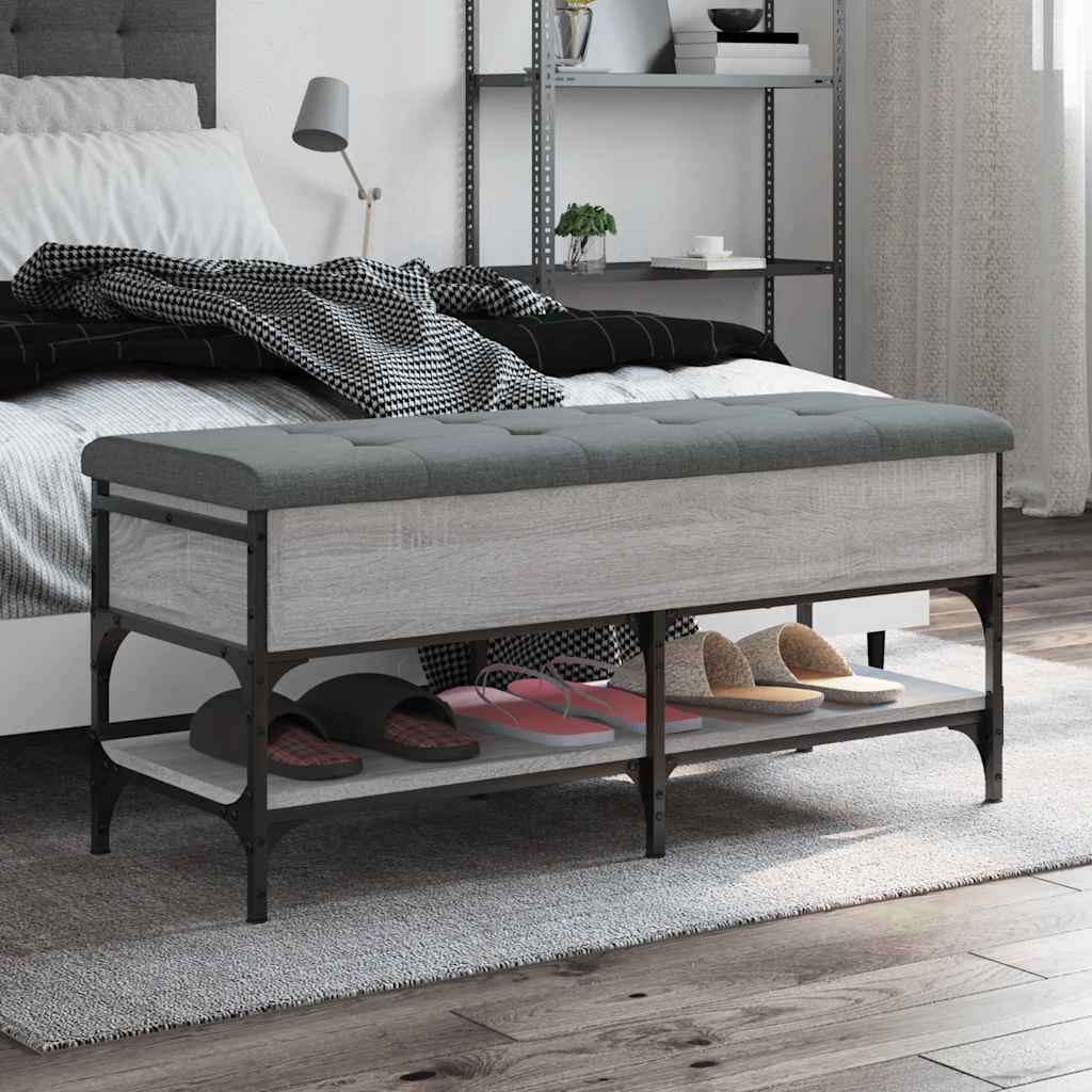 E-shop Multidom Lavička na topánky sivá sonoma 102x42x45 cm kompozitné drevo