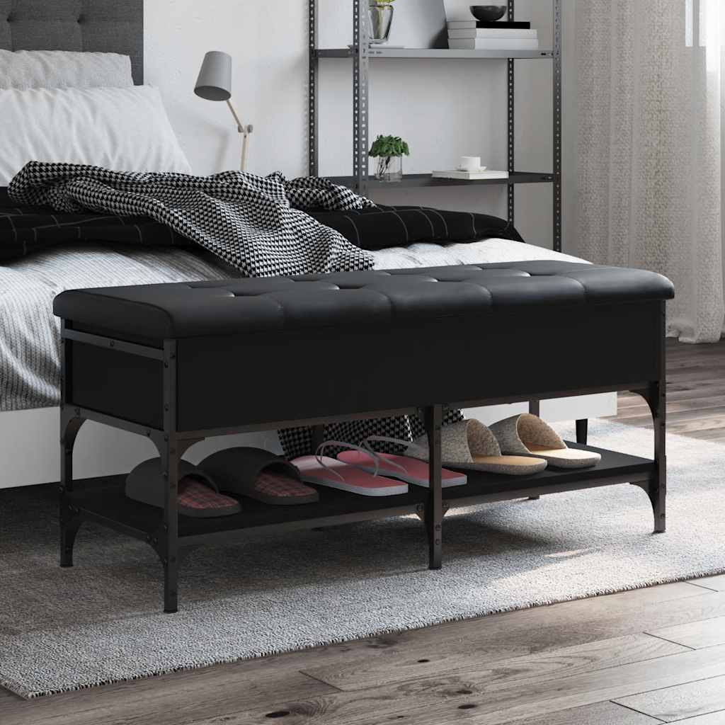 E-shop Multidom Lavička na topánky čierna 102x42x45 cm kompozitné drevo