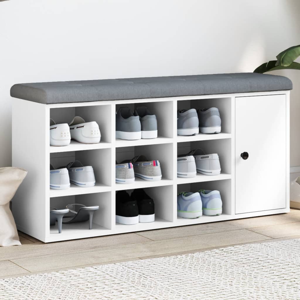 E-shop Multidom Lavička na topánky biela 102x32x50 cm kompozitné drevo