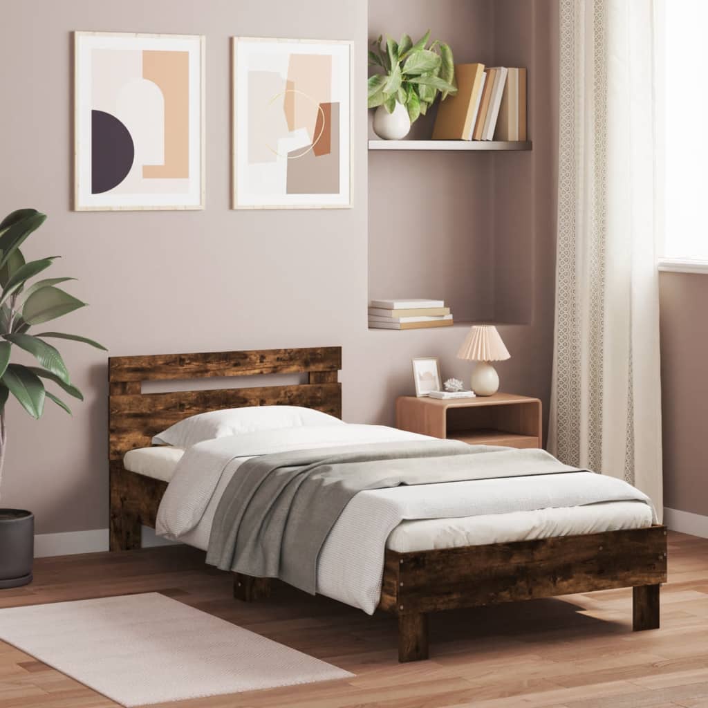 E-shop Multidom Posteľný rám bez matraca so čelom dymový dub 90x200 cm
