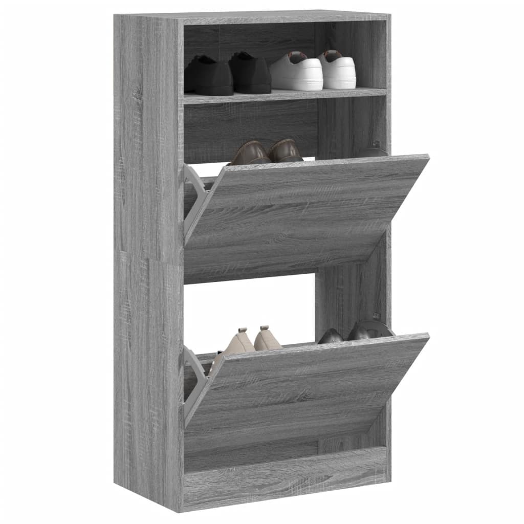 E-shop Multidom Botník sivý dub sonoma 60x34x116 cm spracované drevo