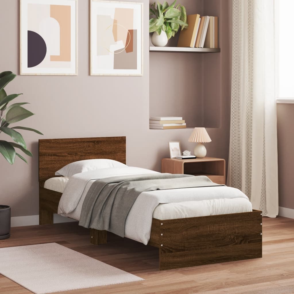 E-shop Multidom Posteľný rám bez matraca s čelom hnedý dub 90x200 cm