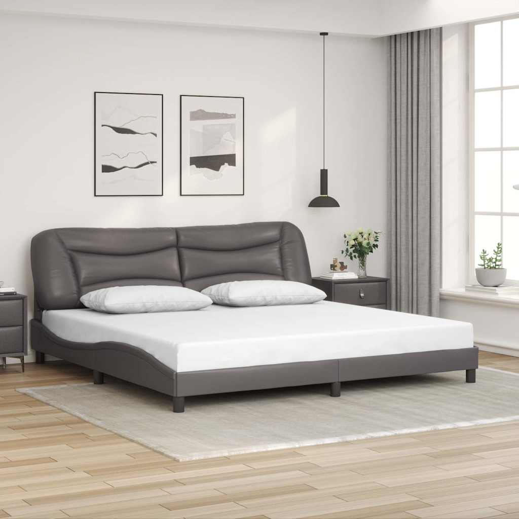 E-shop Multidom Rám postele bez matraca Hvar sivý 200x200 cm umelá koža