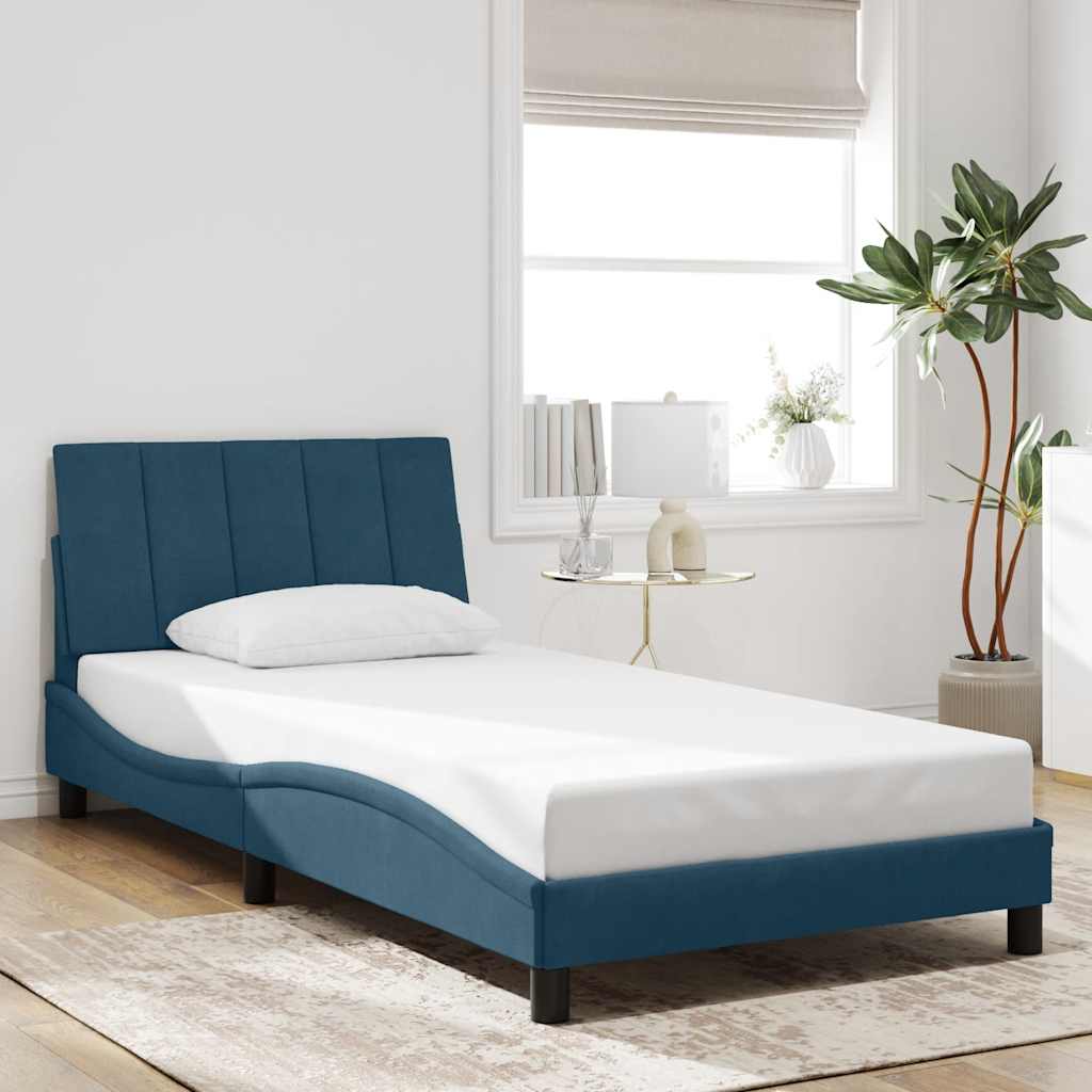 E-shop Multidom Rám postele bez matraca Hanko modrý 100x200 cm zamat
