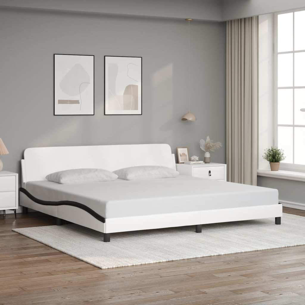 E-shop Multidom Rám postele Dover bielo-čierny 200x200 cm umelá koža