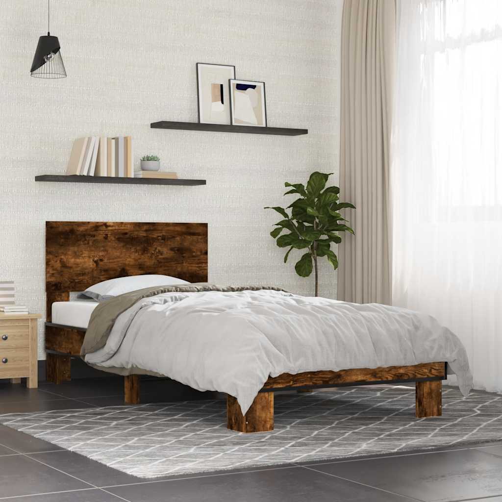E-shop Multidom Posteľný rám dymový dub 90x200 cm kompozitné drevo a kov