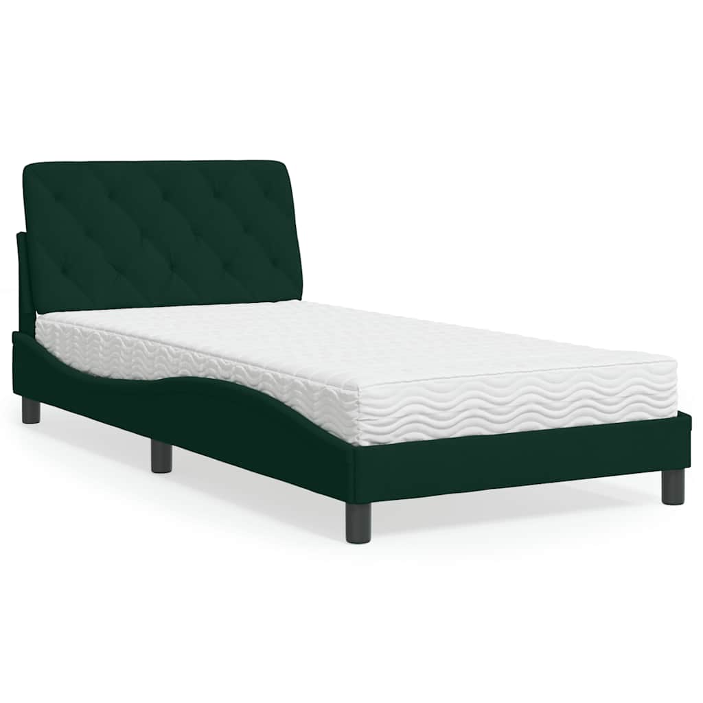 E-shop Multidom Posteľ s matracom tmavozelený 100x200 cm zamat