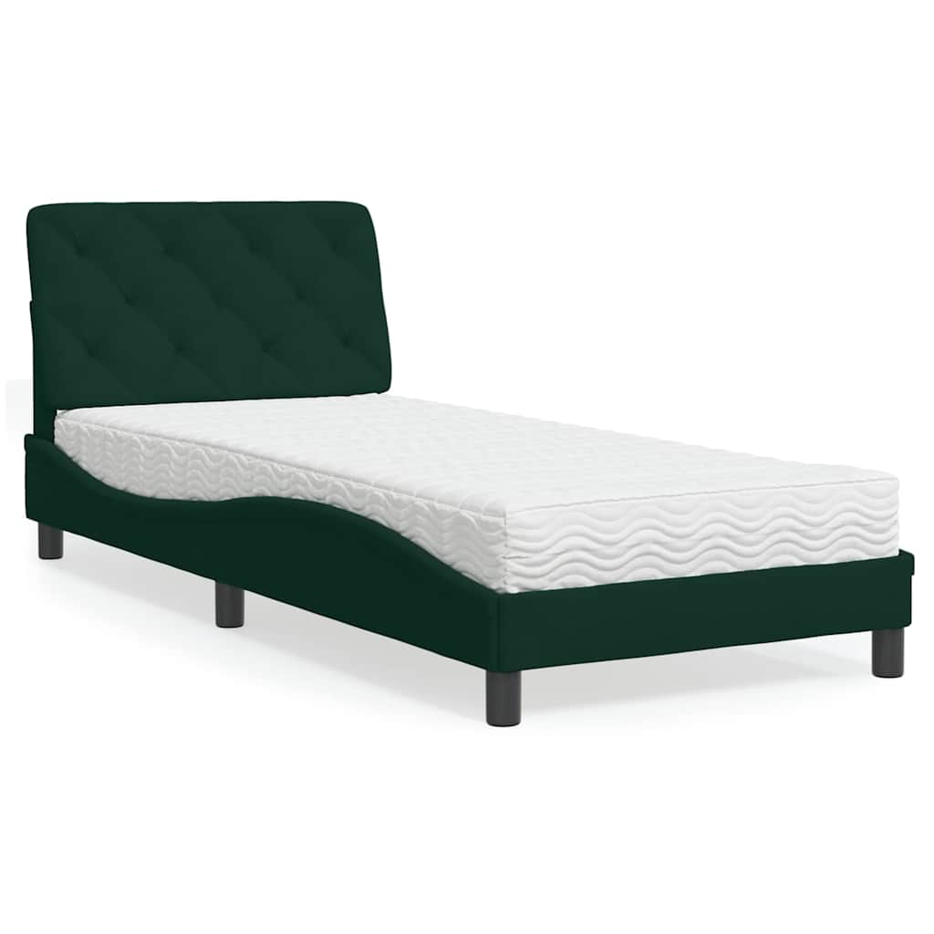 E-shop Multidom Posteľ s matracom tmavozelený 90x200 cm zamat