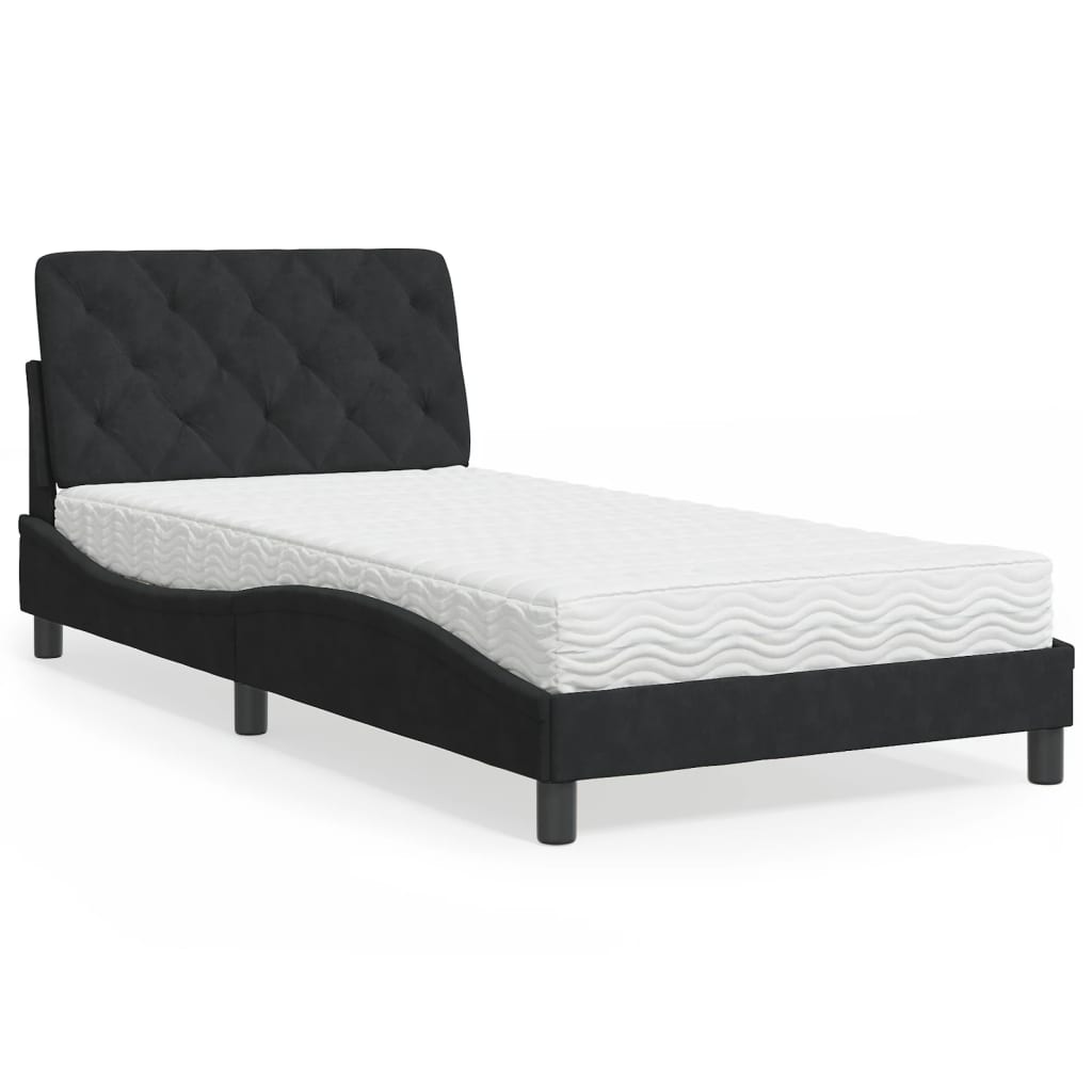 E-shop Multidom Posteľ s matracom čierny 100x200 cm zamat