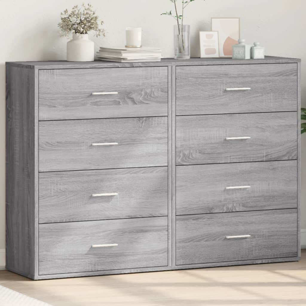 E-shop Multidom Komody 2 ks sivé sonoma 60x31x84 cm kompozitné drevo