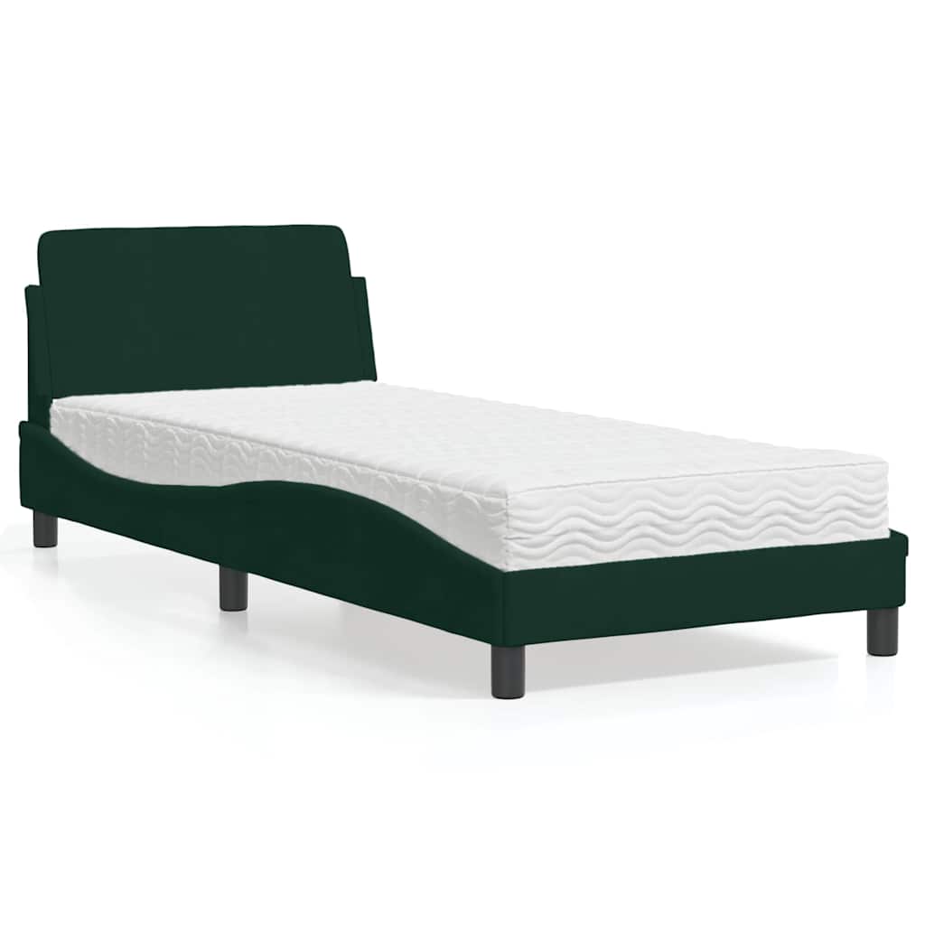 E-shop Multidom Posteľ s matracom Dover tmavozelený 90x200 cm zamat