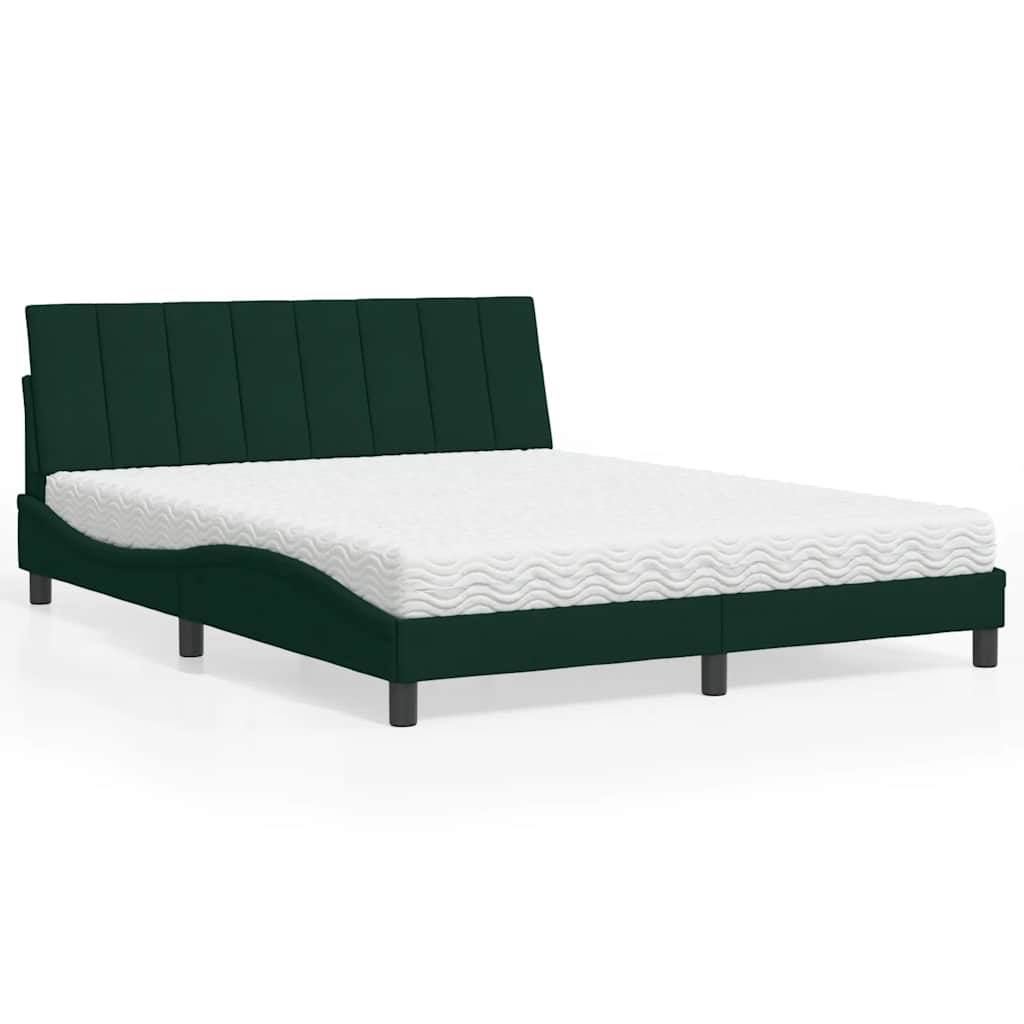 E-shop Multidom Posteľ s matracom Hanko tmavozelený 160x200 cm zamat