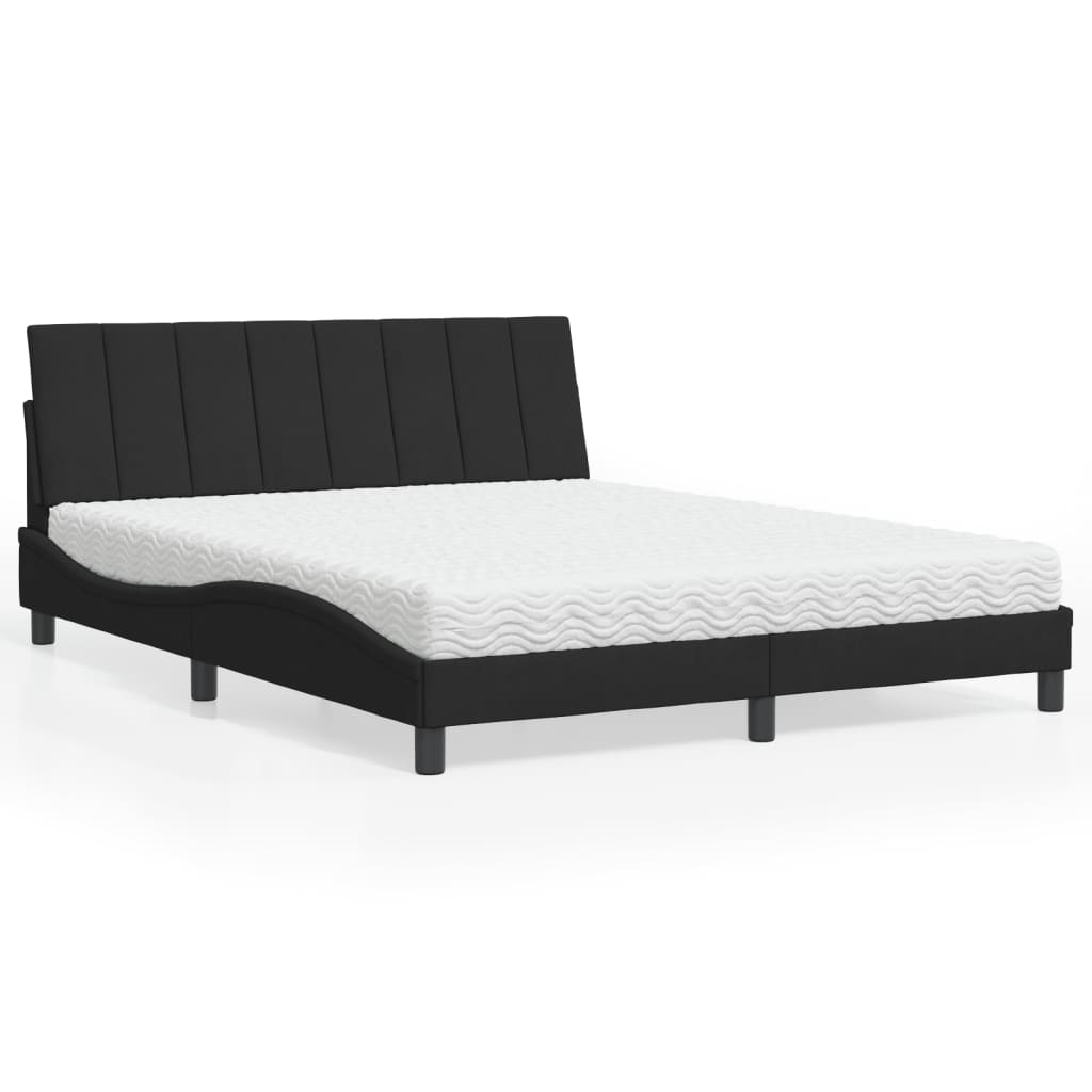 E-shop Multidom Posteľ s matracom Hanko čierny 160x200 cm zamat