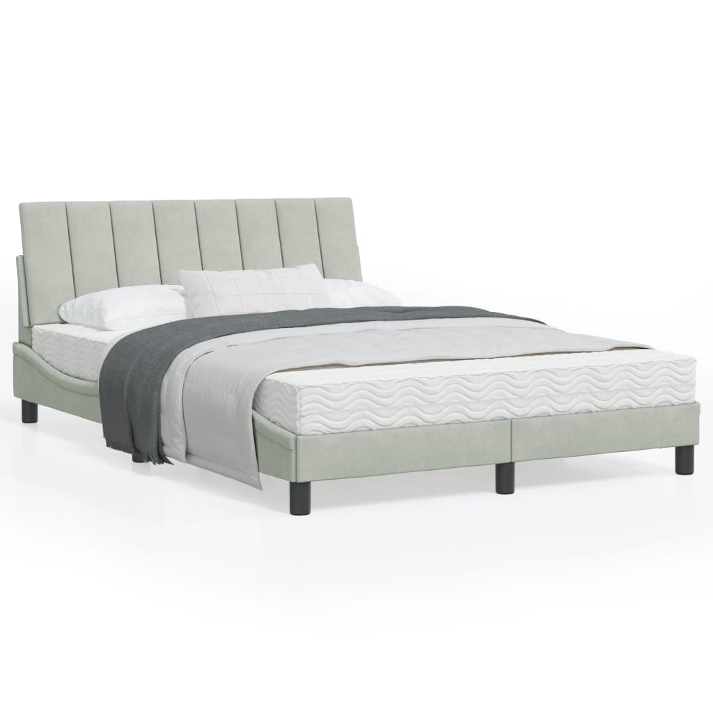 E-shop Multidom Posteľ s matracom Hanko bledosivý 120x200 cm zamat