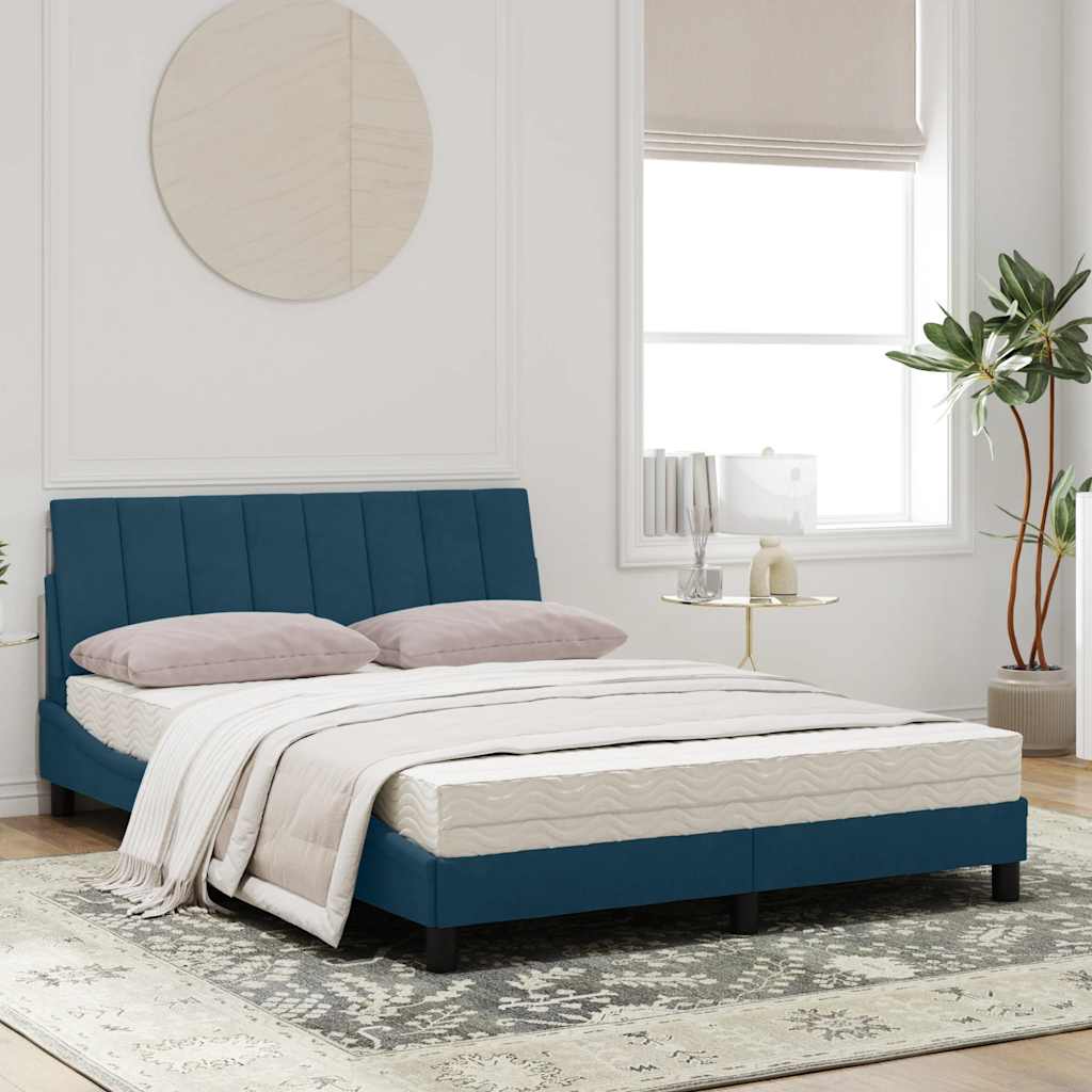 E-shop Multidom Posteľ s matracom Hanko modrý 120x200 cm zamat