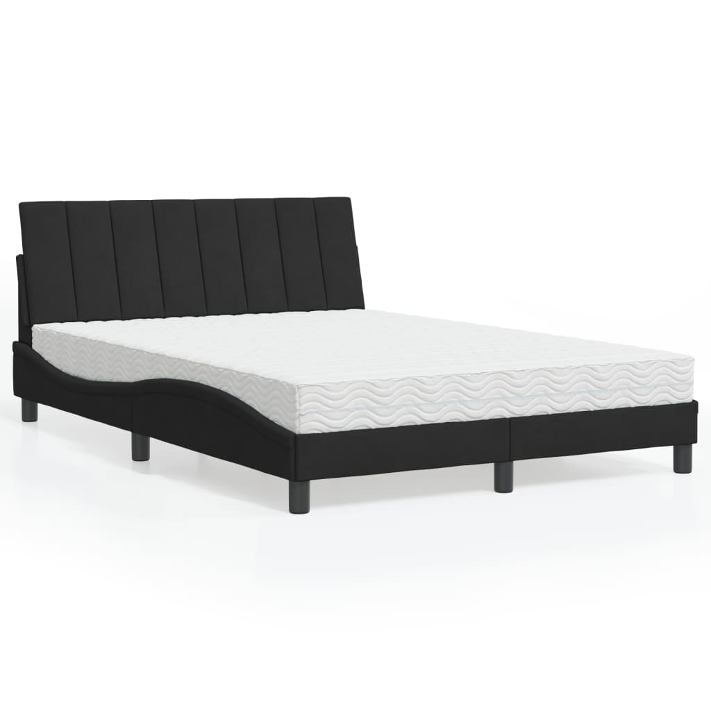 E-shop Multidom Posteľ s matracom Hanko čierny 140x200 cm zamat