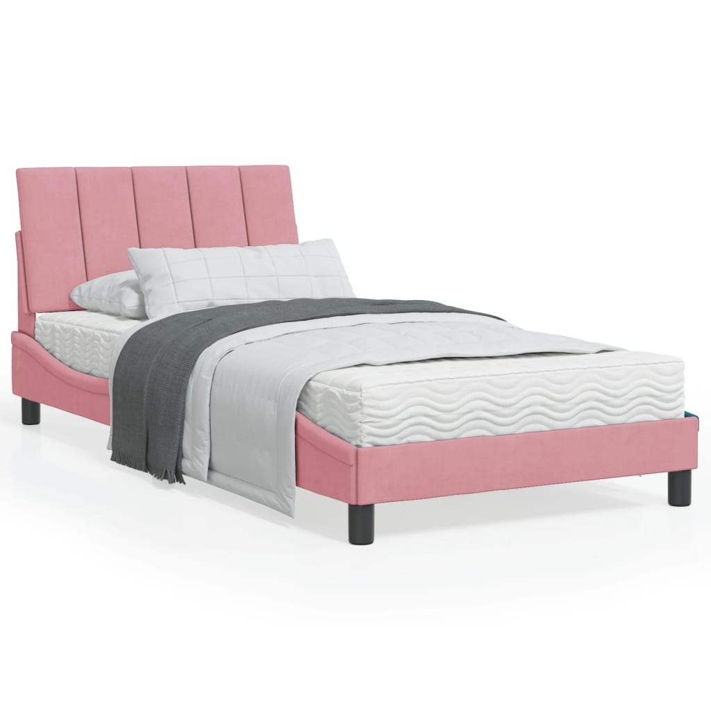 E-shop Multidom Posteľ s matracom Hanko ružový 100x200 cm zamat