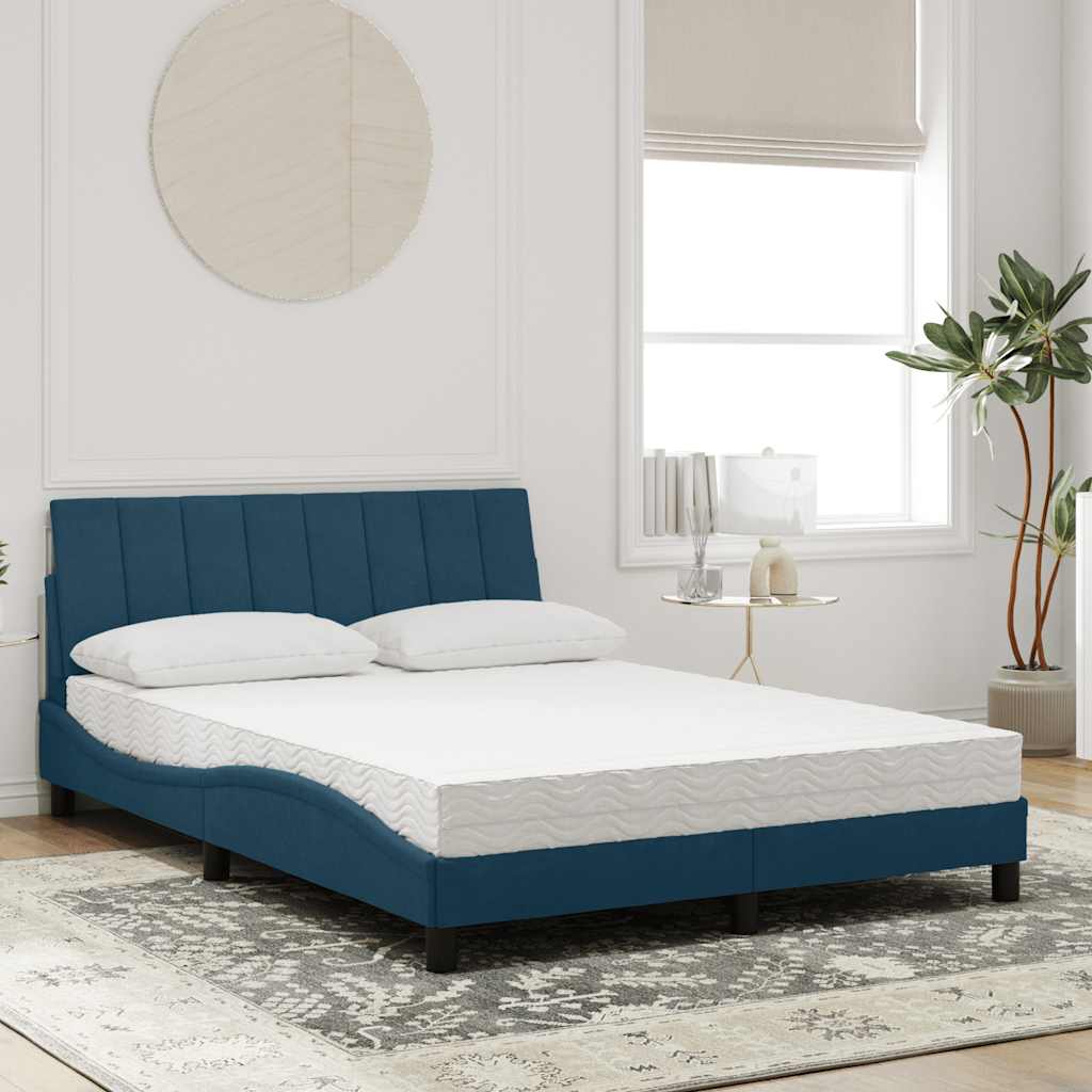 E-shop Multidom Posteľ s matracom Hanko modrý 140x190 cm zamat