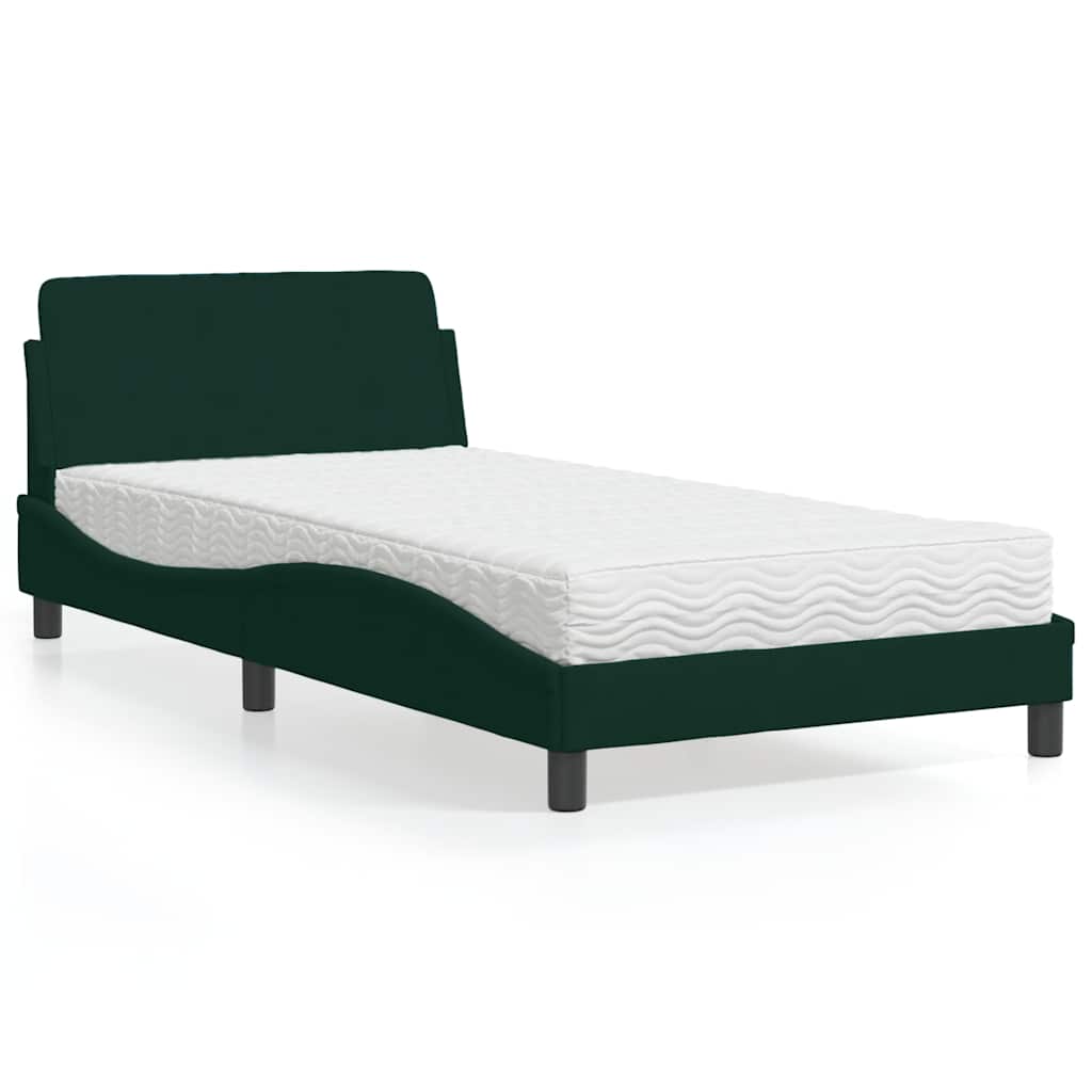 E-shop Multidom Posteľ s matracom Dover tmavozelený 100x200 cm zamat