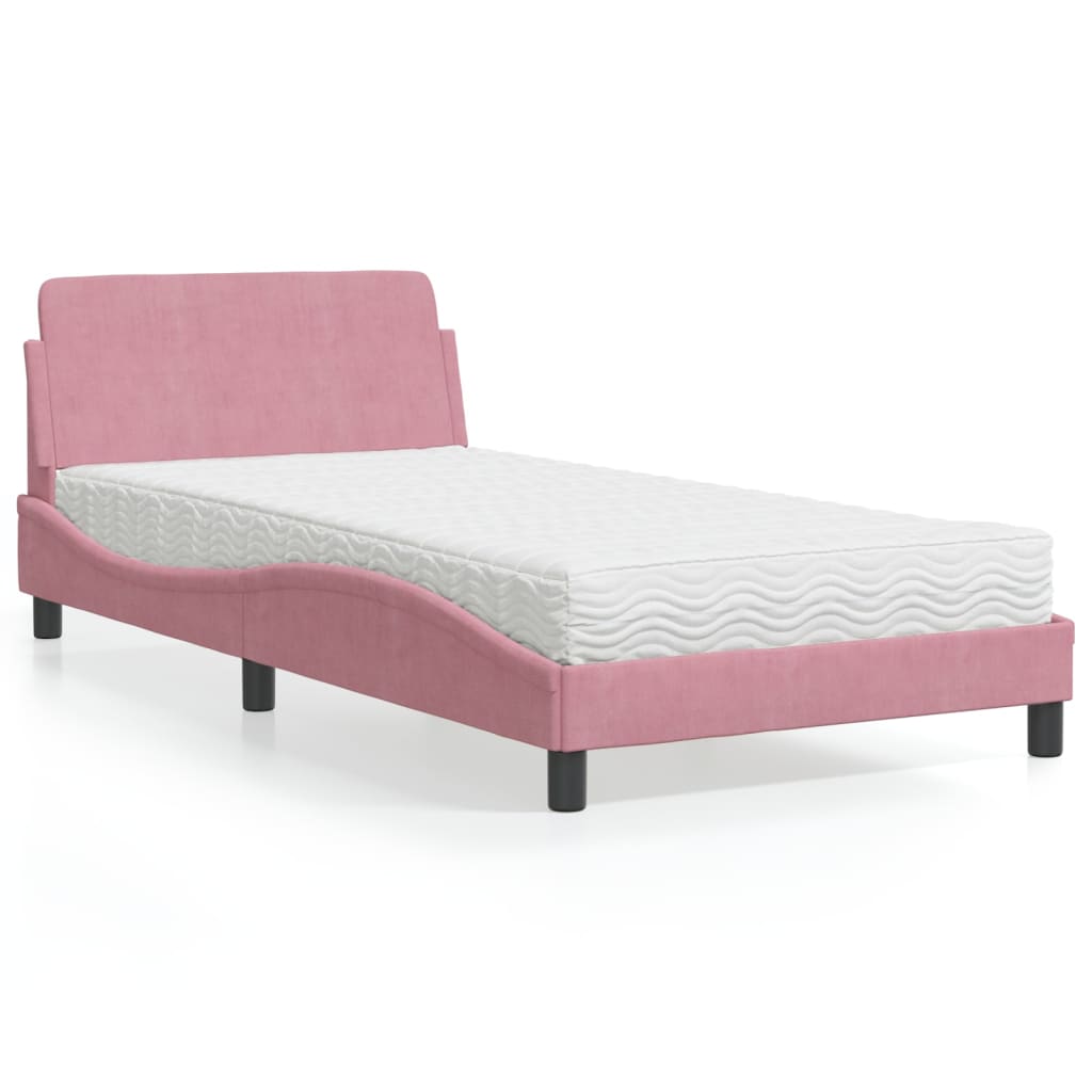 E-shop Multidom Posteľ s matracom Dover ružový 100x200 cm zamat
