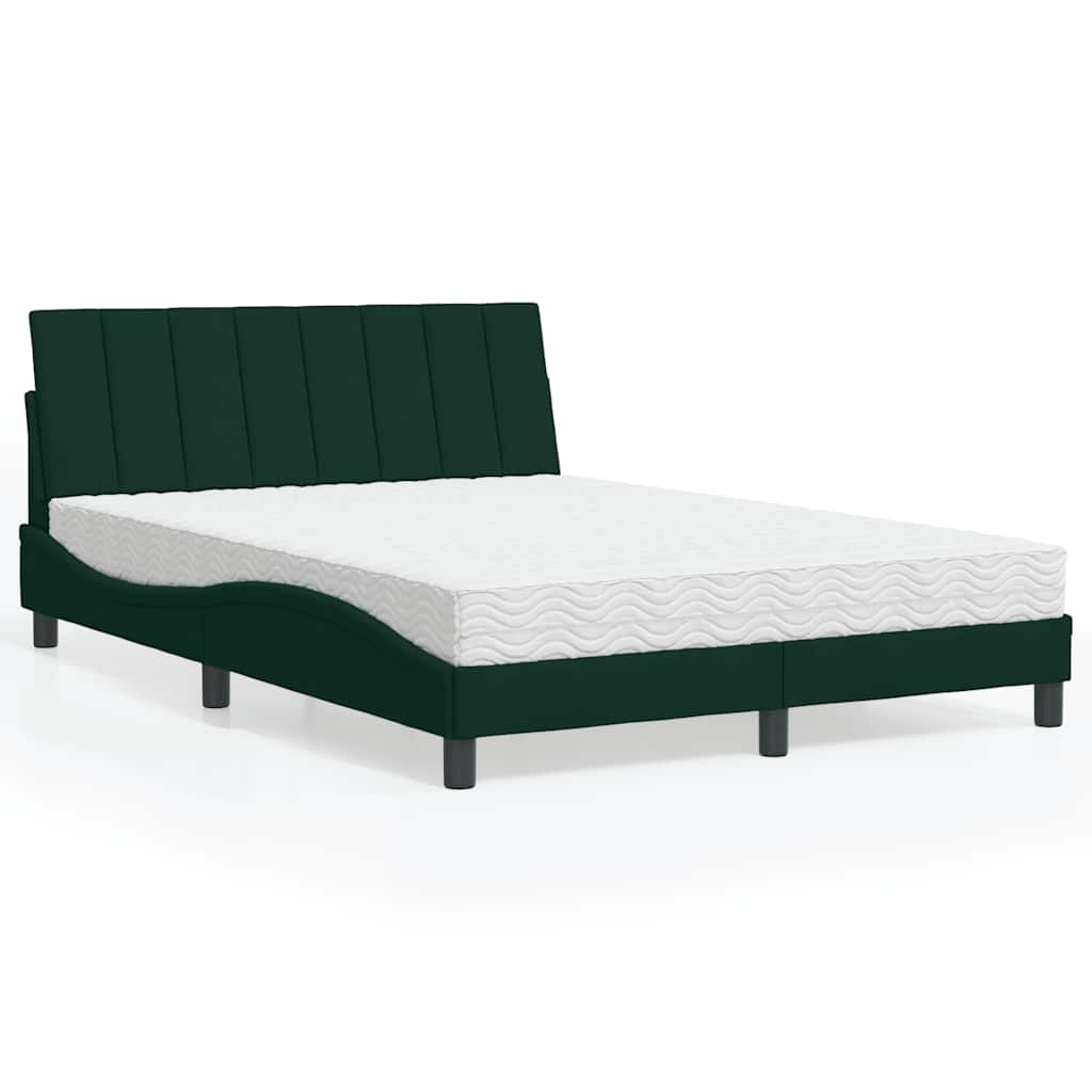 E-shop Multidom Posteľ s matracom Hanko tmavozelený 140x190 cm zamat