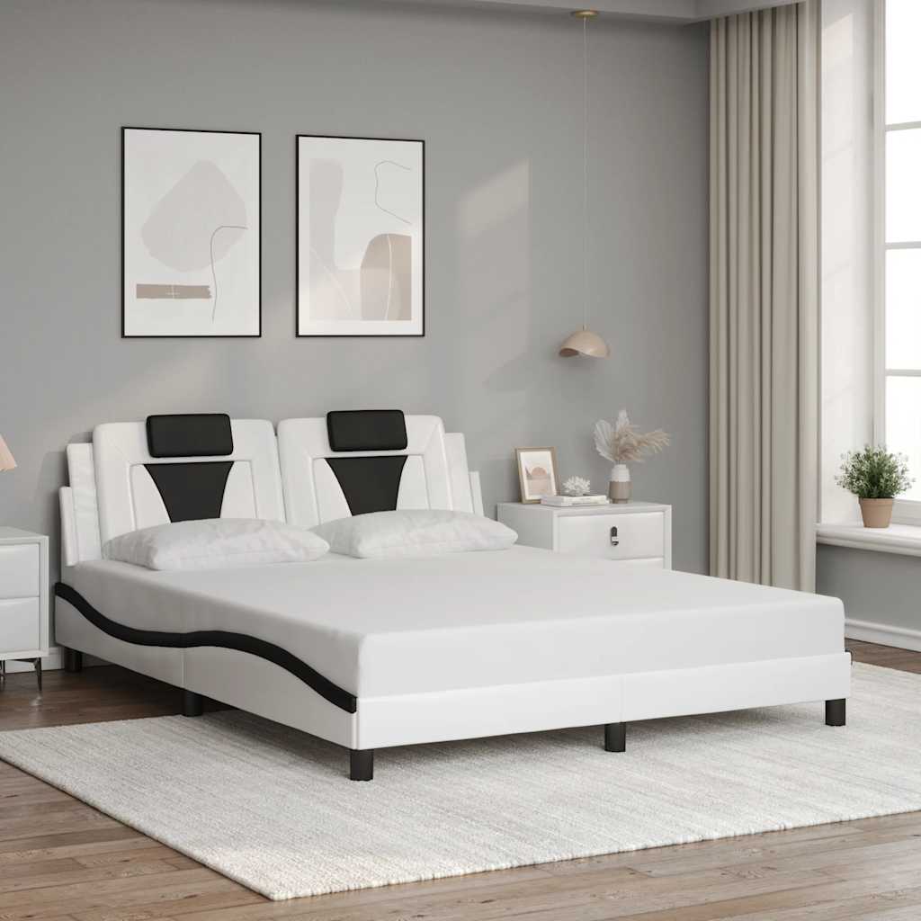 E-shop Multidom Rám postele Viana bez matraca bielo-čierny 160x200 cm umelá koža