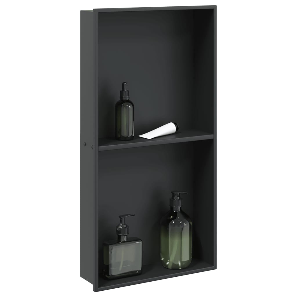 E-shop Multidom Výklenok do sprchy matná čierna 32x62x9 cm nerezová oceľ