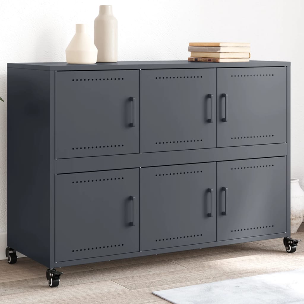 E-shop Multidom Komoda antracitová 100,5x39x72 cm oceľ