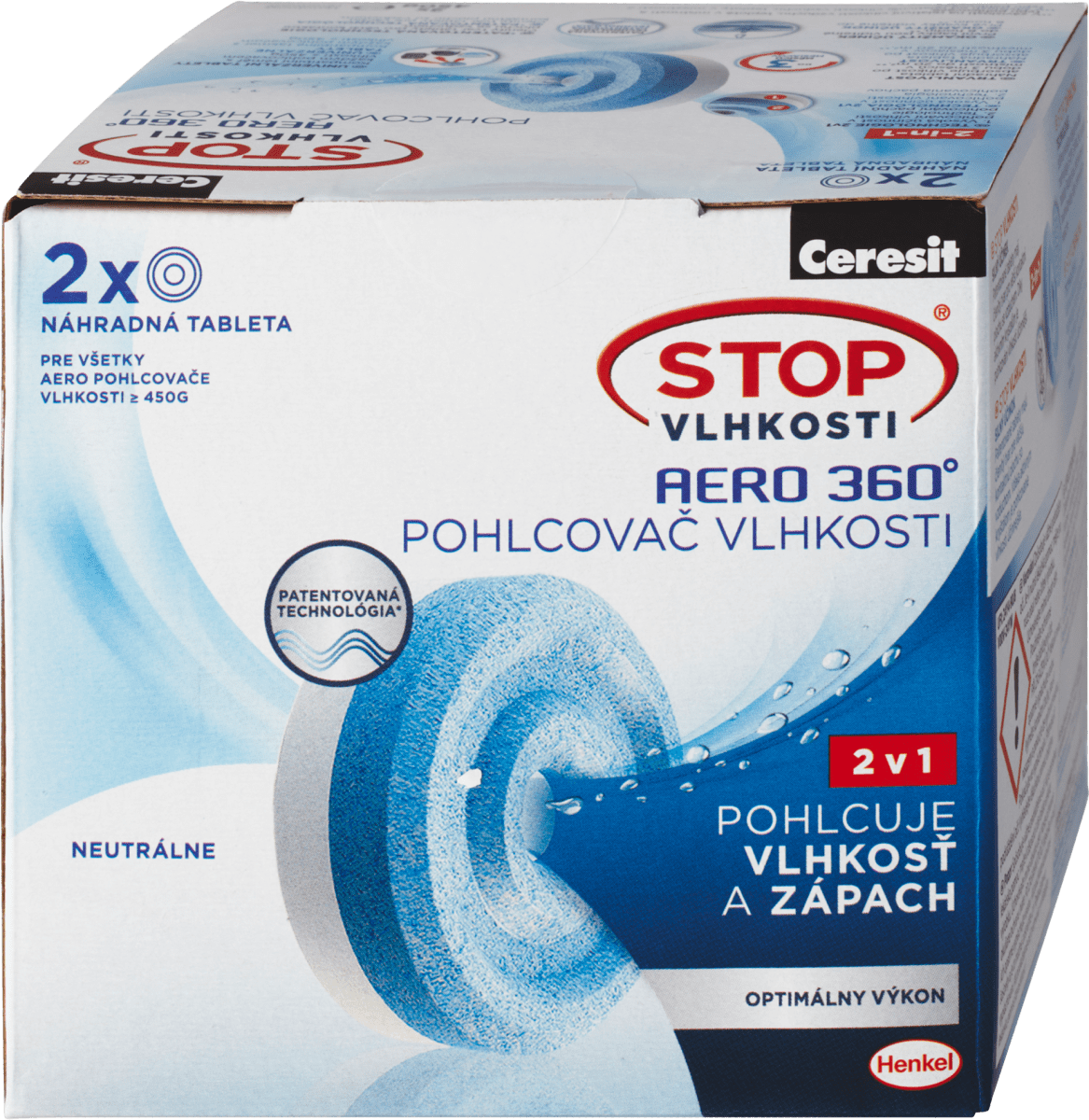 E-shop Ceresit STOP VLHKOSTI AERO 360° náhradné tablety 2x450g neutrálna vôňa