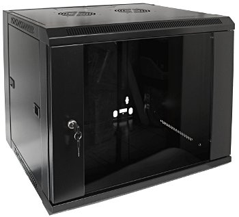 RACK 19" nástenný ZETA 9U 600x450 RAL9004, dvere sklo na samozostavenie, čierny