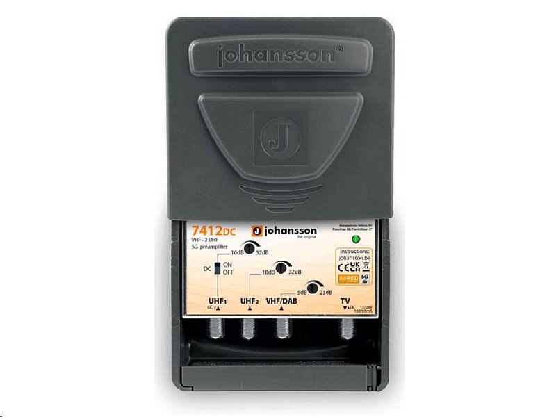 E-shop Johansson zes. 7412DC (1xVHF/2x UHF, 1xvýst, G23/32dB, 111 dBµV) 5G LTE