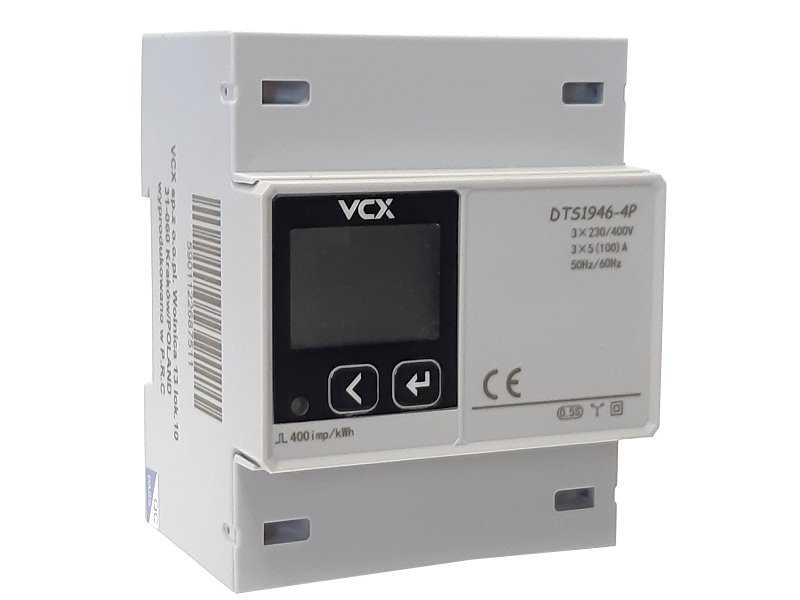 E-shop Elektroměr 3F na DIN lištu třífázový VCX DTS-1946-4P, MODBUS -RS485, 230V, 5 (100)A