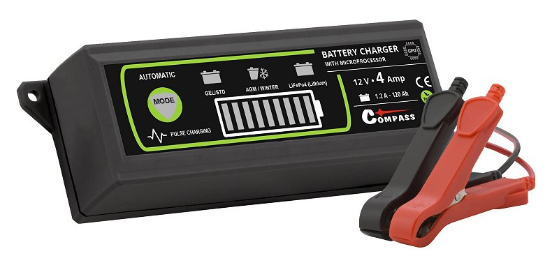 E-shop COMPASS 12V 4A PB/GEL/AGM/LiFePO4 max. 120Ah mikroprocesor