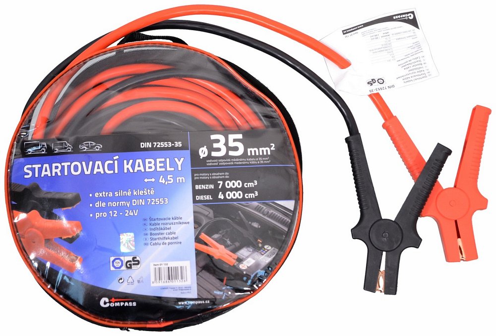 E-shop COMPASS Štartovacie káble 35 dĺžka 4,5 m TÜV/GS DIN72553