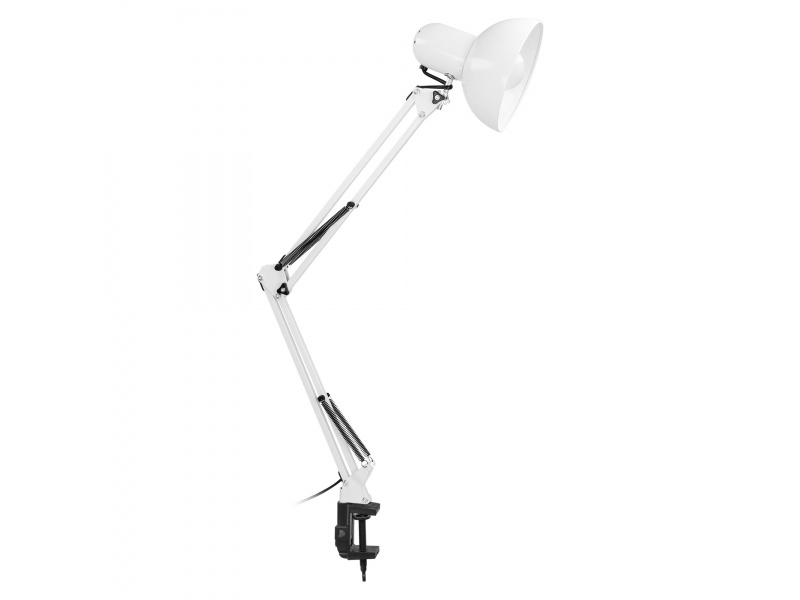 Stolná kovová lampa DEON biela, E27, 60W
