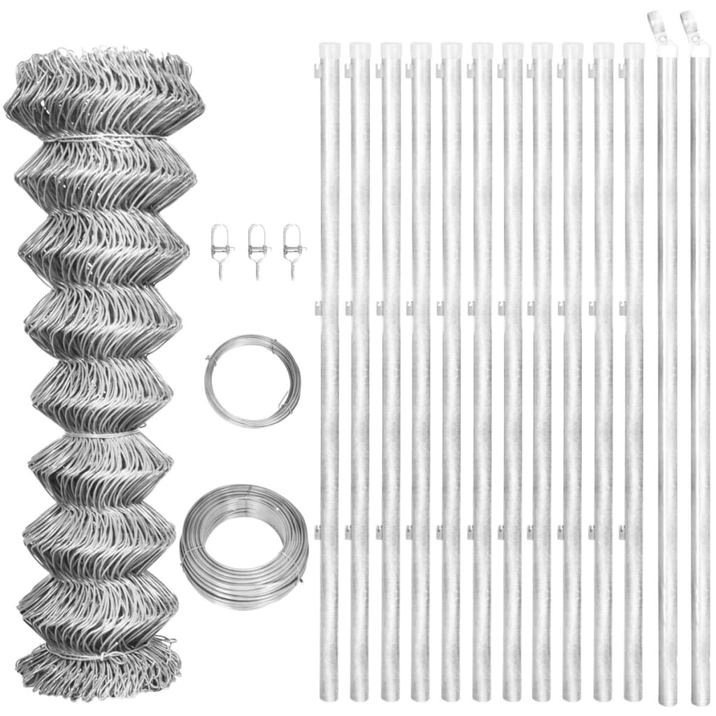 Multidom Drôtené pletivo+stĺpiky, pozinkovaná oceľ 25x0,8 m, strieborné