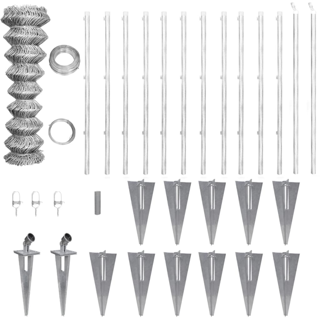 Multidom Drôtené pletivo+stĺpiky a hroty, pozinkovaná oceľ 25x1,25 m