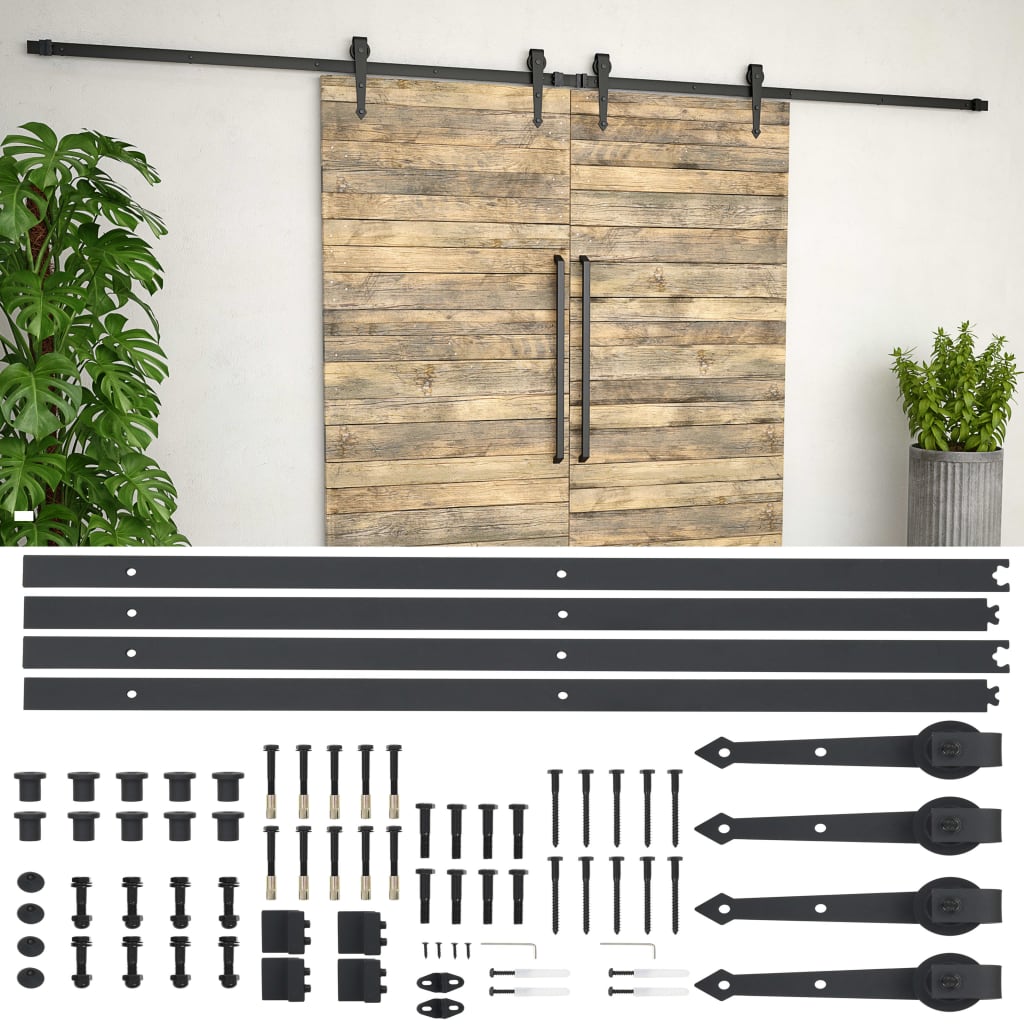 E-shop Multidom Kovanie na posuvné dvere 2x183 cm, oceľ, čierne