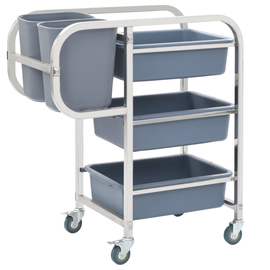 E-shop Multidom Kuchynský vozík s plastovými nádobami 82x43,5x93 cm