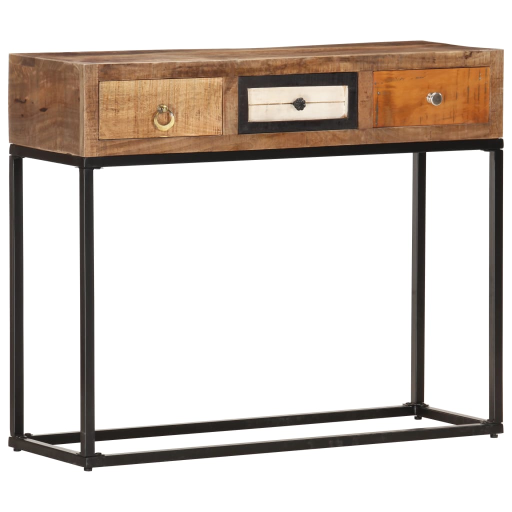 E-shop Multidom Konzolový stolík, zlatý 90x30x75 cm, recyklovaný masív