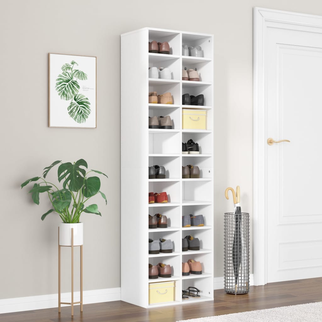 E-shop Multidom Skrinka na topánky, biela 54x34x183 cm, kompozitné drevo