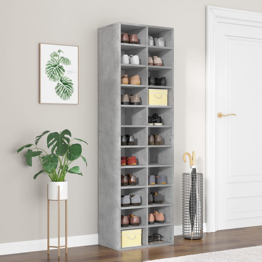 E-shop Multidom Skrinka na topánky, betónovo sivá 54x34x183cm, kompozitné drevo