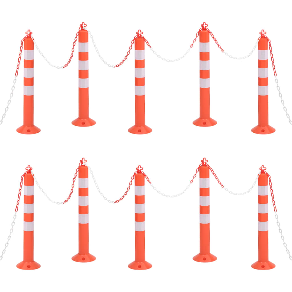 Multidom Dopravné stĺpiky 10 ks s reťazou 75 cm PE